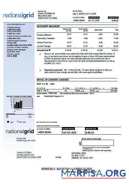 Downloadable United Kingdom National Grid utility bill template in Word and PDF formats, version 2